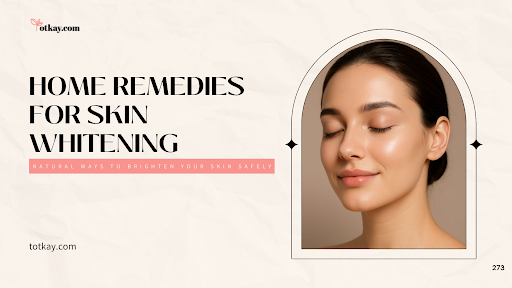Home Remedies for Skin Whitening: Natural Ways to Brighten Your Skin Safely 17 An elegant beauty graphic for Home Remedies for Skin Whitening, featuring a woman with radiant, clear skin smiling with her eyes closed, framed in an archway design next to text promoting natural ways to brighten skin safely.