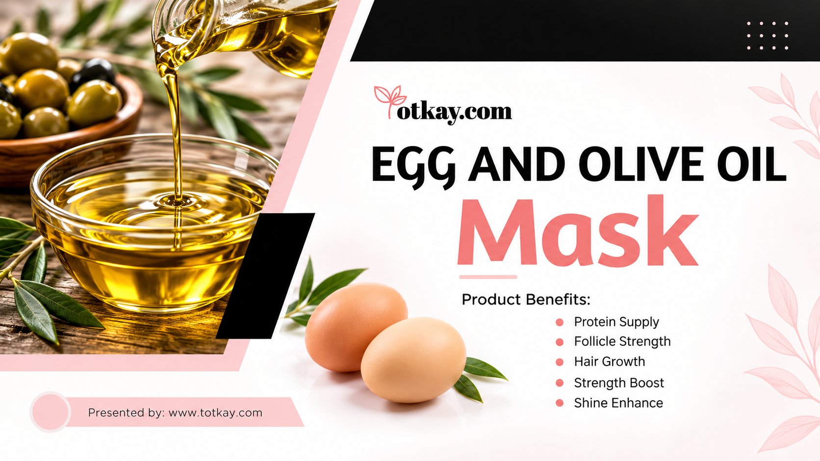 Home Remedies for Hair Growth | Baal Mazboot Karne Ka Tarika 4 Egg and olive oil hair mask ingredients featuring fresh eggs, golden olive oil and olives for a natural homemade hair treatment.