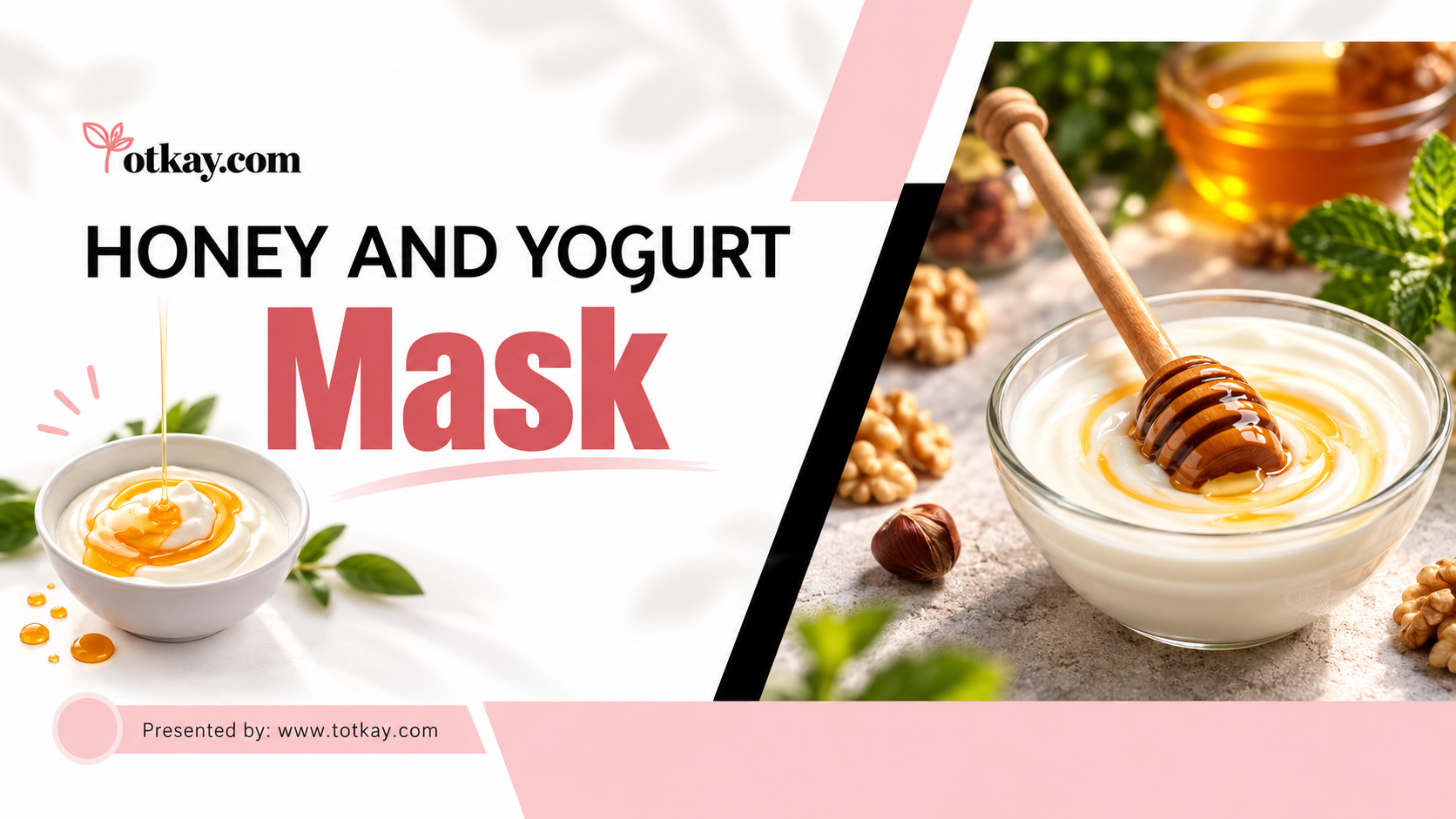 Home Remedies for Hair Growth | Baal Mazboot Karne Ka Tarika 3 Homemade honey and yogurt hair mask featuring a bowl of creamy yogurt mixed with golden honey and a wooden honey dipper.