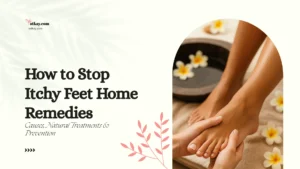 Homepage 25 Close-up of hands massaging feet surrounded by spa flowers, illustrating home remedies for itchy feet treatment and prevention.